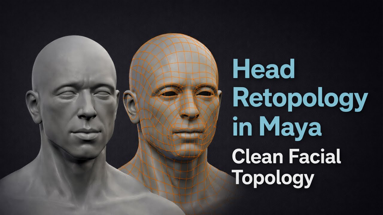 Head Retopology in Maya – Clean Topology for Facial Anatomy