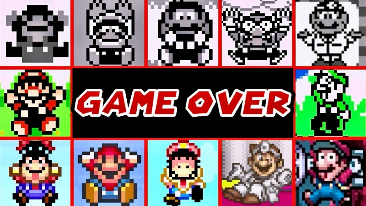 Evolution of Mario Game Boy - GBC - GBA GAME OVER Screens