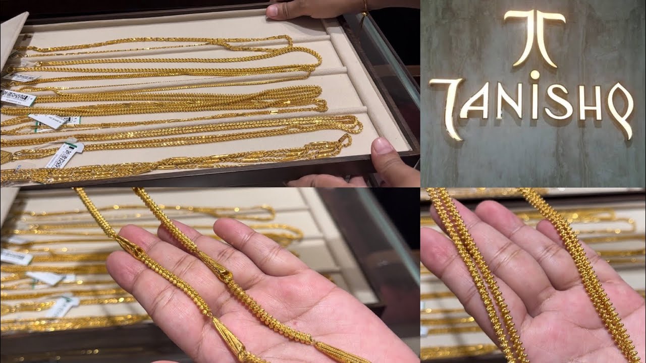 Latest exclusive gold long fancy chain designs with price and weight | tanishq long chain