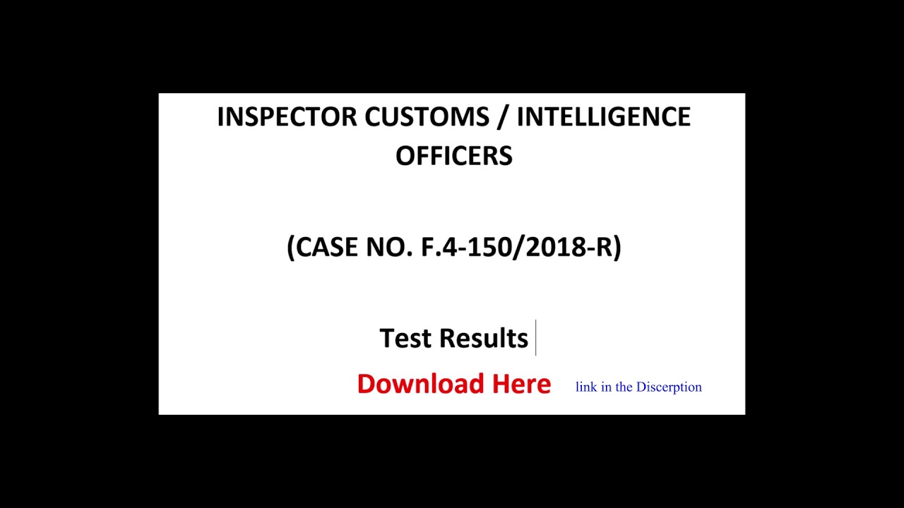 FPSC INSPECTOR CUSTOMS / INTELLIGENCE OFFICERS  Test Results  Download Here