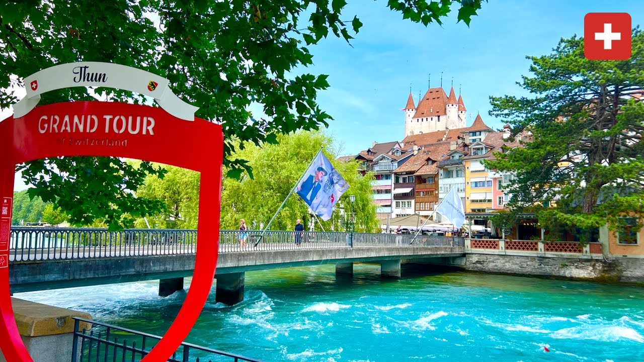 Summer Walk in Swiss Town Thun , Switzerland 🇨🇭 Lake Thun