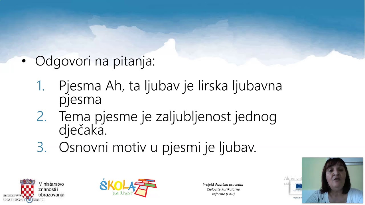 Hrvatski jezik, 6. razred, Obilježja lirske pjesme