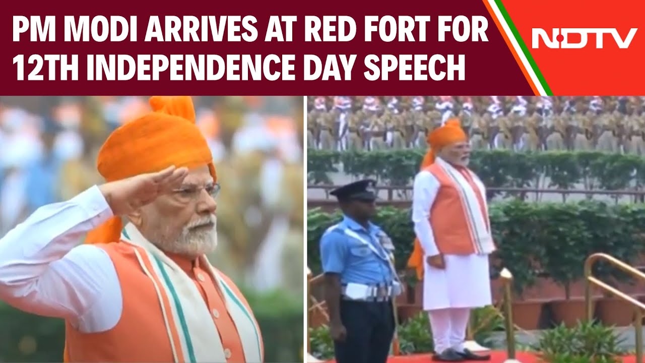 PM Modi At Red Fort | PM Modi Arrives At Red Fort For 12th Independence Day Speech