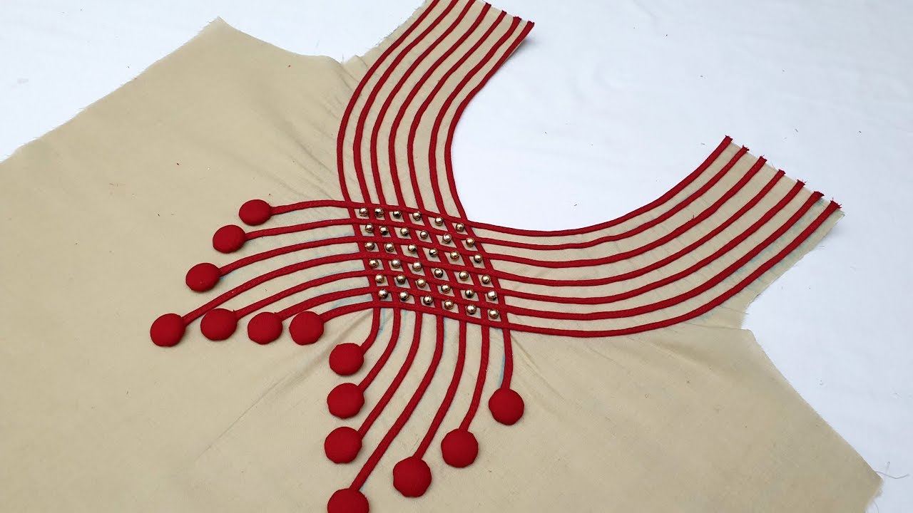 Latest Button and Doru V Neck Design Cutting and Stitching