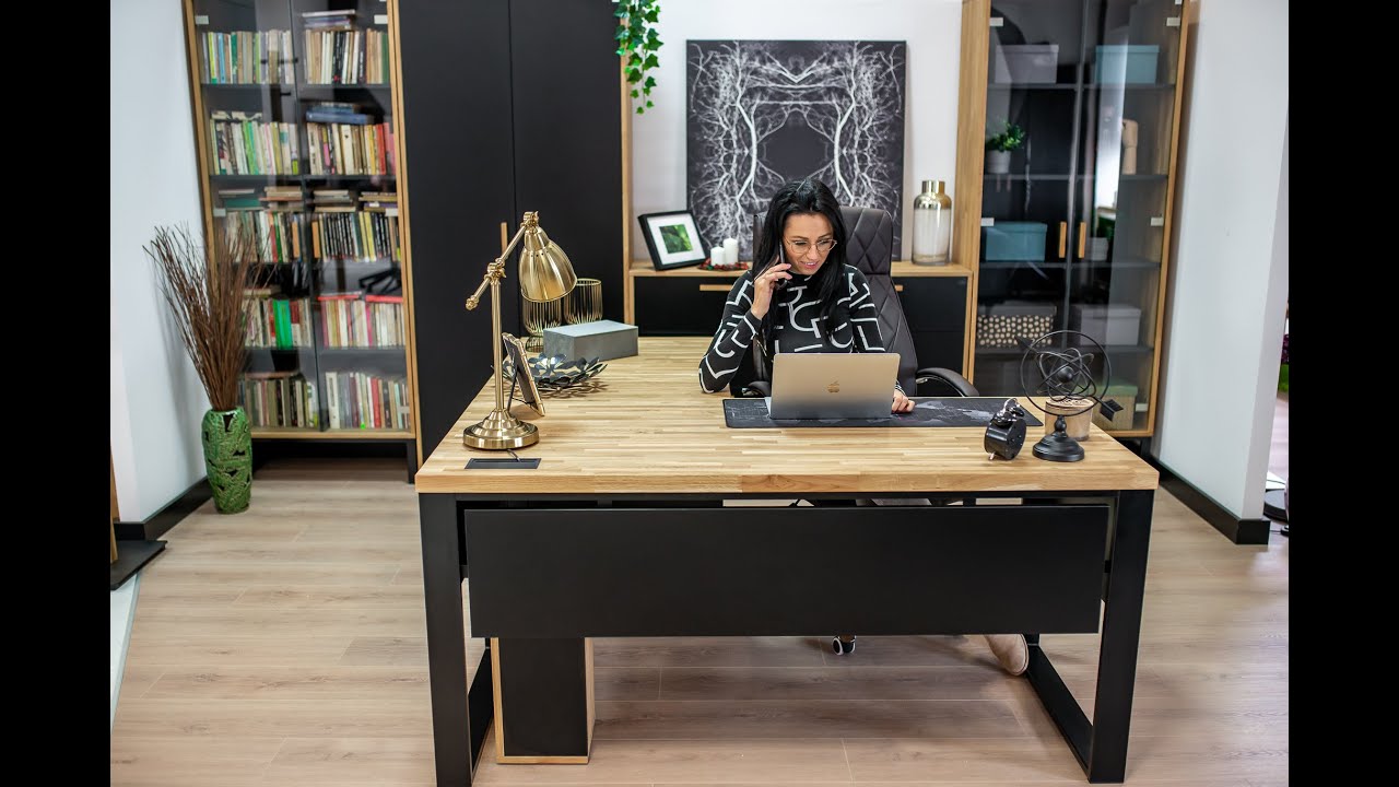 Biurko narożne corner desk 👌loft office plus od Deerhorn meble gabinetowe