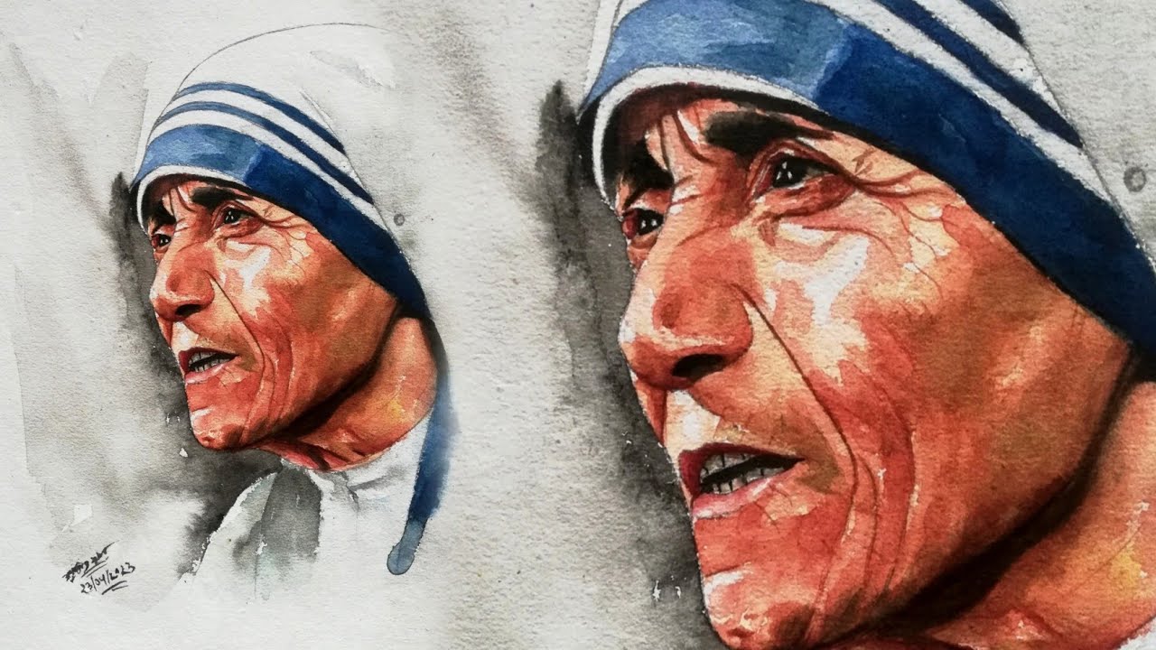 Watercolor Painting of Mother Teresa ❤️ | Watercolor Drawing | Watercolor Portrait | Surajit Sarkar