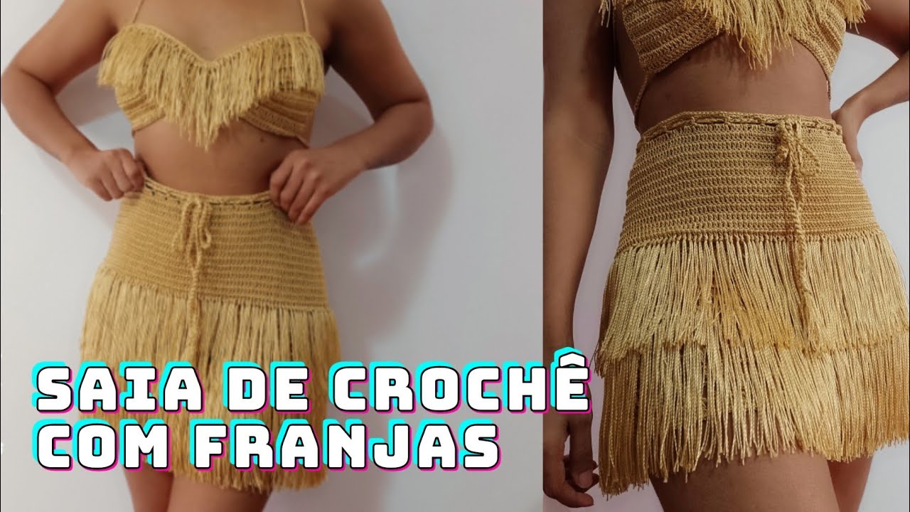 Saia de Crochê com Franjas/ Set Crochet