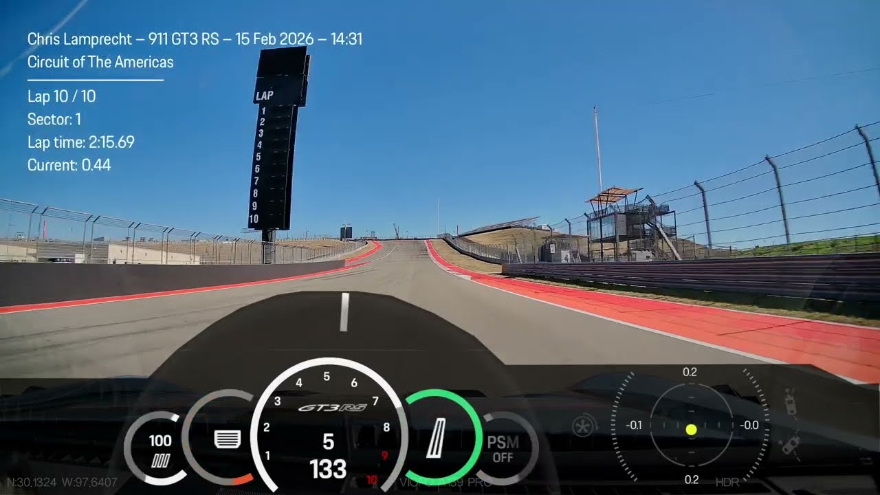 992 GT3 RS COTA - February 15, 2026, 2:15.69 lap