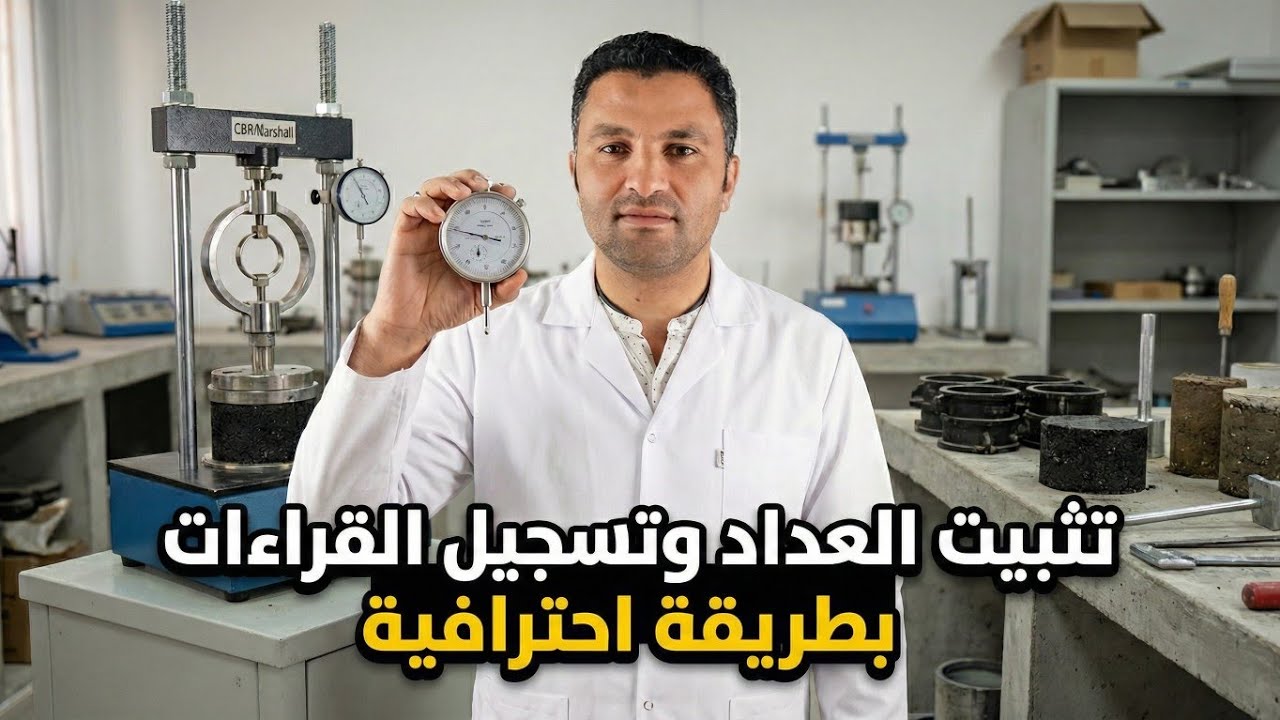 طريقة تسجيل القراءات وتثبيت عداد الضغط والإزاحة بشكل صحيح Dial gage reading I