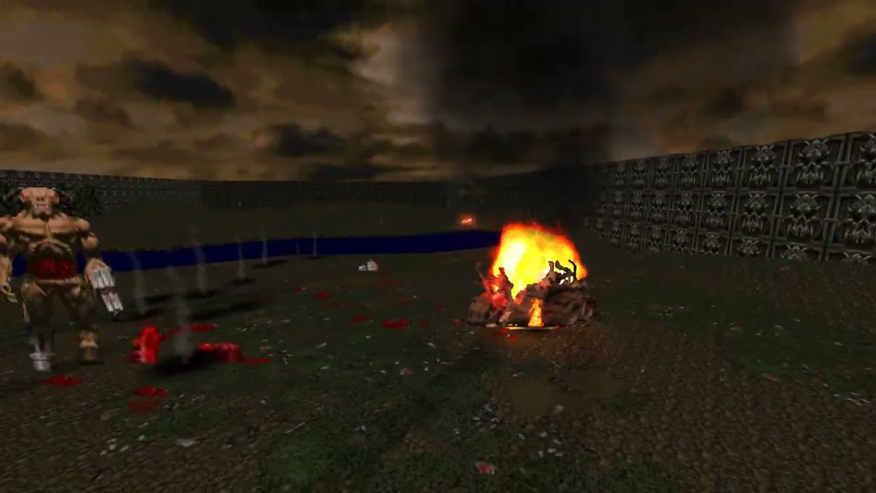 Cyberdemon vs Artillery Tank  - BRUTAL DOOM Monster Infighting