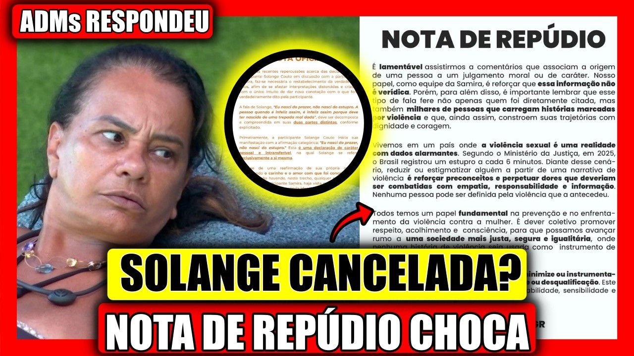 🔥 PRONUNCIAMENTO URGENTE! ADM DETONA FALA DA SOLANGE, GLOBO PODE AGIR? EQUIPE QUEBRA SIL&Ecirc;NCIO BBB 26
