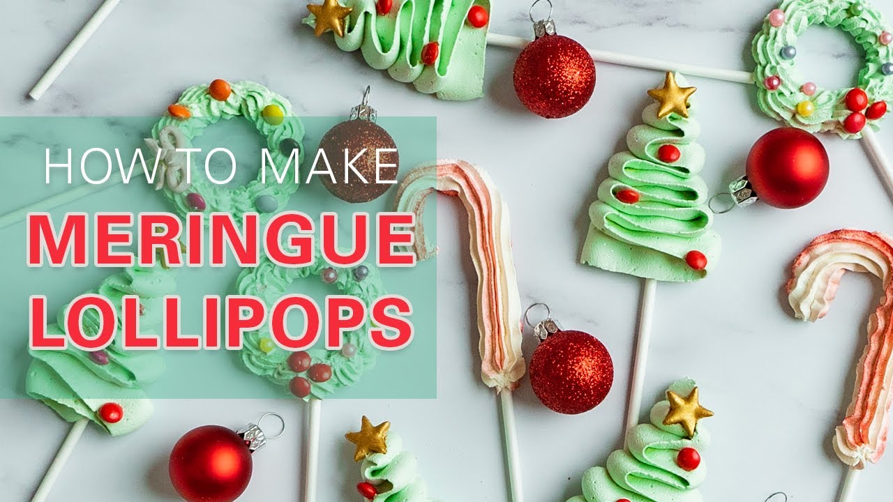 How To Make Easy Christmas Meringue Lollipops | Watch Me Bake | CECILIA VUONG