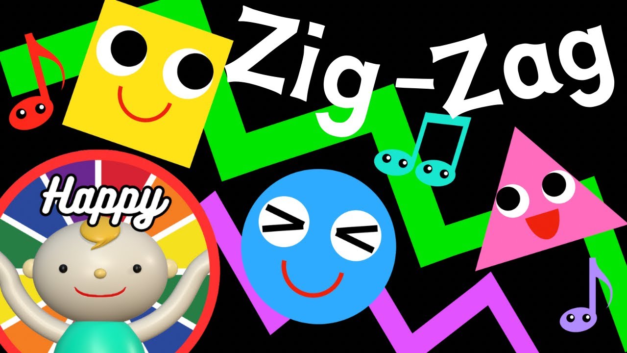Baby Sensory.【Zig-Zag】High contrast animation with cute sounds. Calm baby. ＃BabySensory