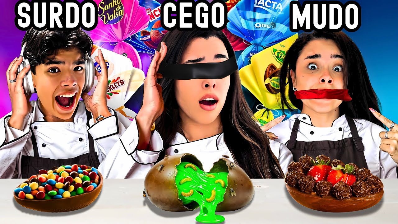 Desafio dos OVOS de PÁSCOA com OLHOS VENDADOS TRIGÊMEOS 2025 !