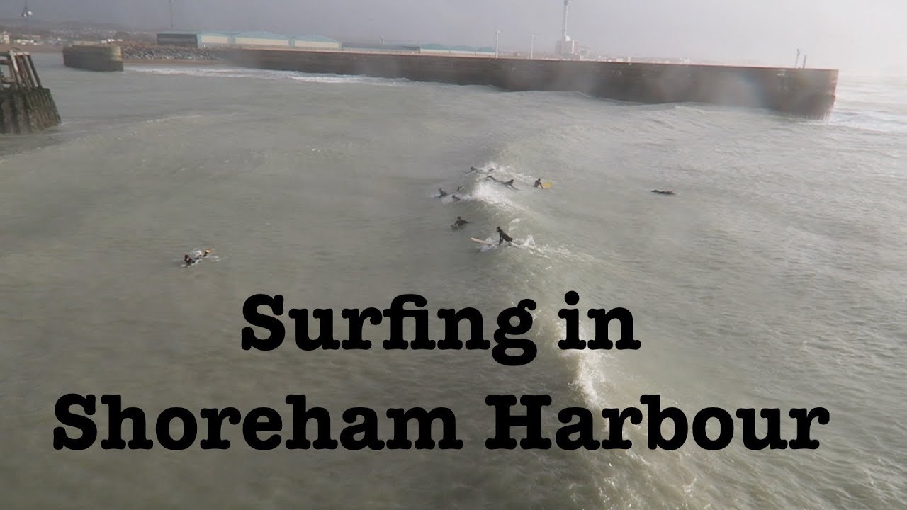 surfing in Shoreham harbour on a windy Sunday