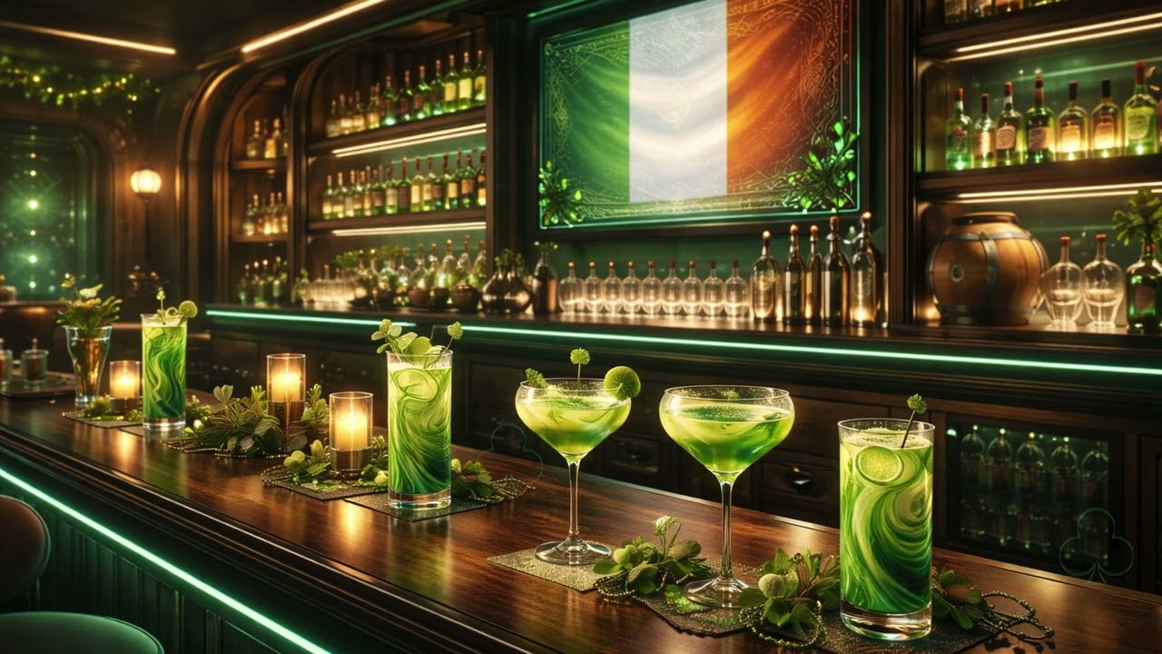 🍀 St. Patrick’s Day 2036 | Futuristic Irish Pub Ambience 🍀 Celtic Music & Cozy Bar Sound