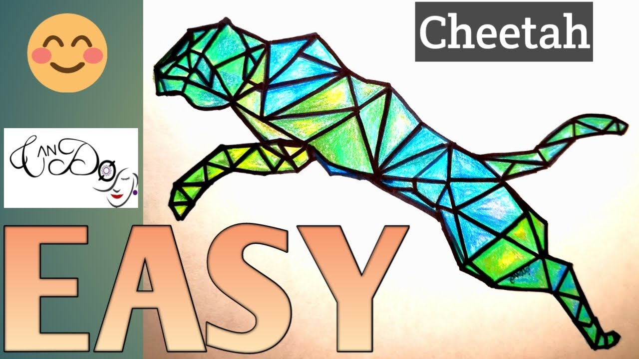 How To Draw A Cheetah Step By Step For Beginners | Easy Geometric Cheetah Drawing | Drawing Cheetah