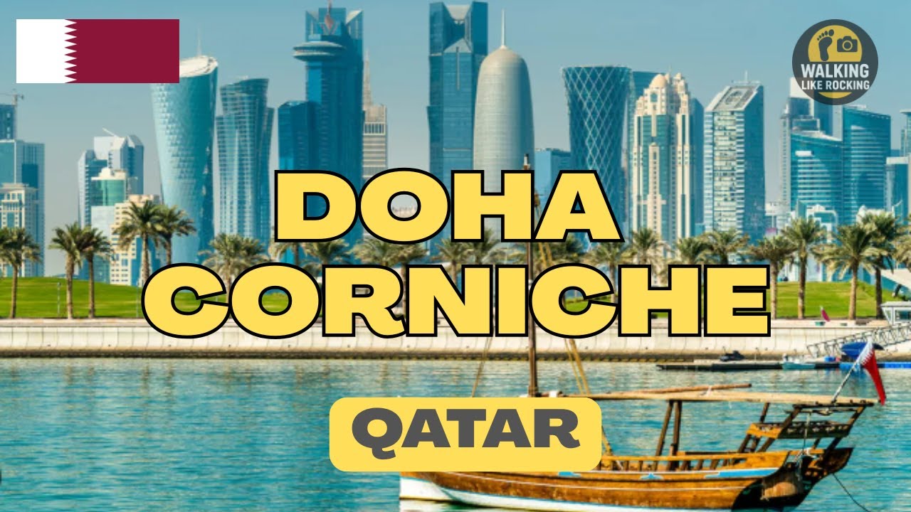 Doha Corniche Walking Tour 🇶🇦 | Real Sounds & Skyline Views | Qatar 4K