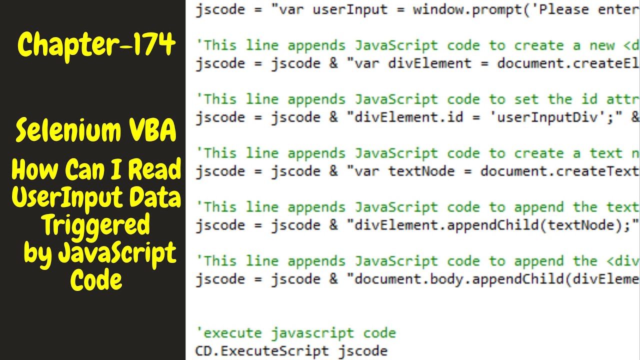 Selenium VBA - How Can I Read UserInput Data Triggered by JavaScript Code