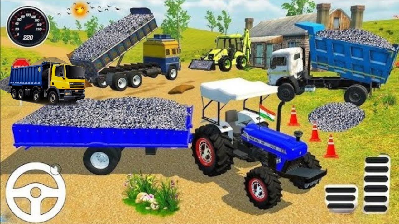 🔴Drive JCB and Uploading🪨🏗Stone From Dumper🌋Truck in Game #truck #jcb #tractor #dumper #games 0139