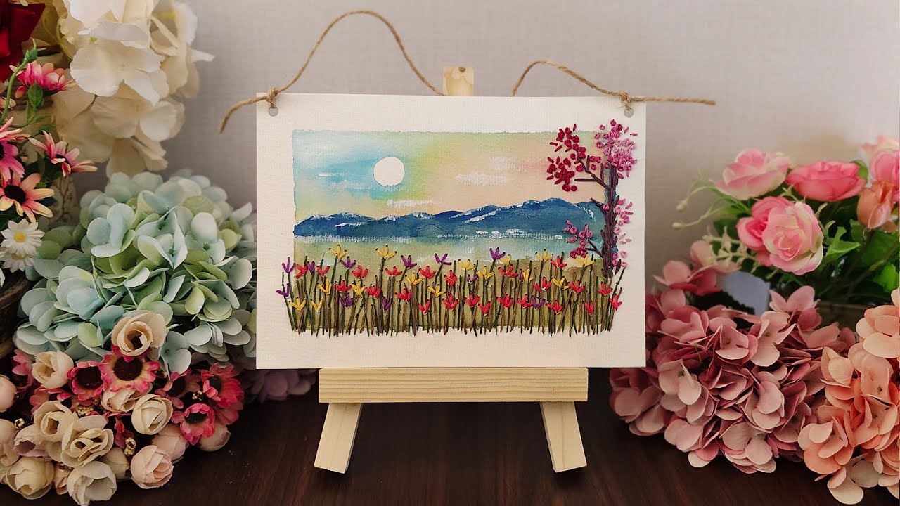 Thread Painting Landscape - Wall Hanging Painting Embroidery - Desk Decor Embroidery - Gift Idea