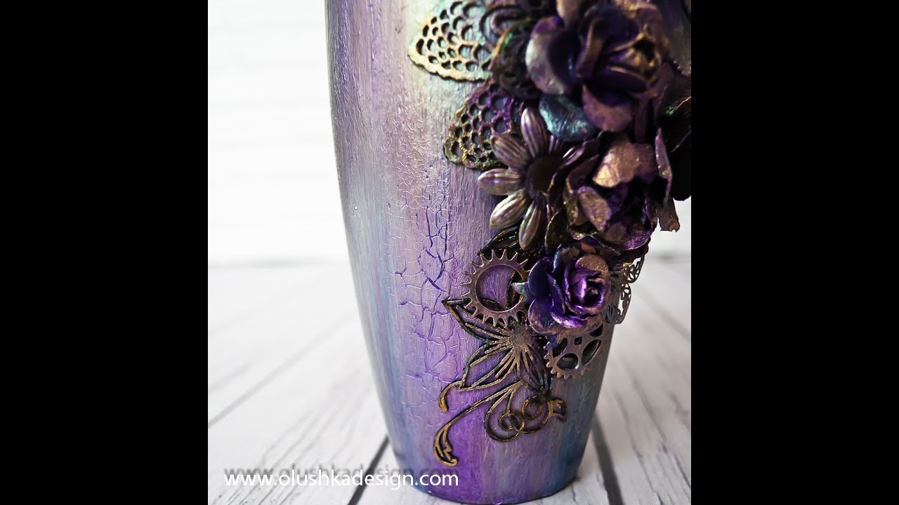 Mixed Media - altered  vase - tutorial by Ola Khomenok