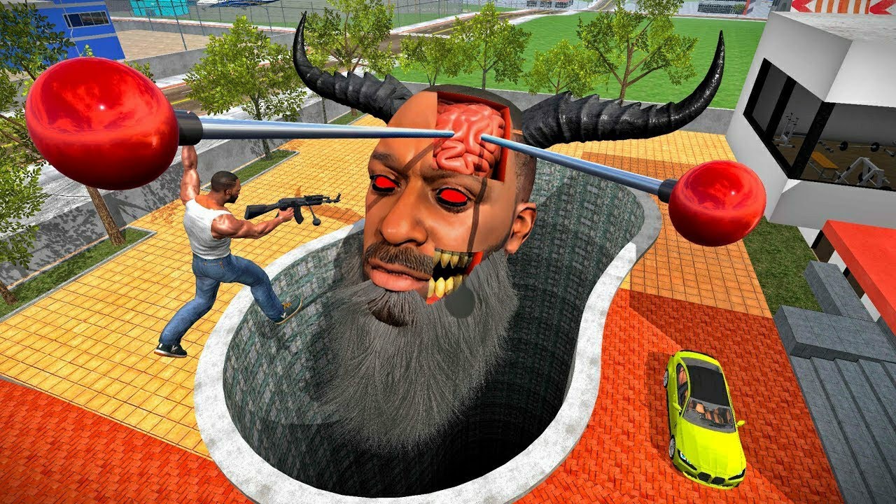 Franklin Giant Devil Head in Swimming Pool - INDIAN BIKE DRIVING GAME