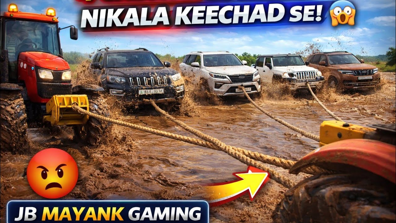 4 Cars Stuck in Mud 😱 Sabko Kichad Se Nikala 🚜🔥