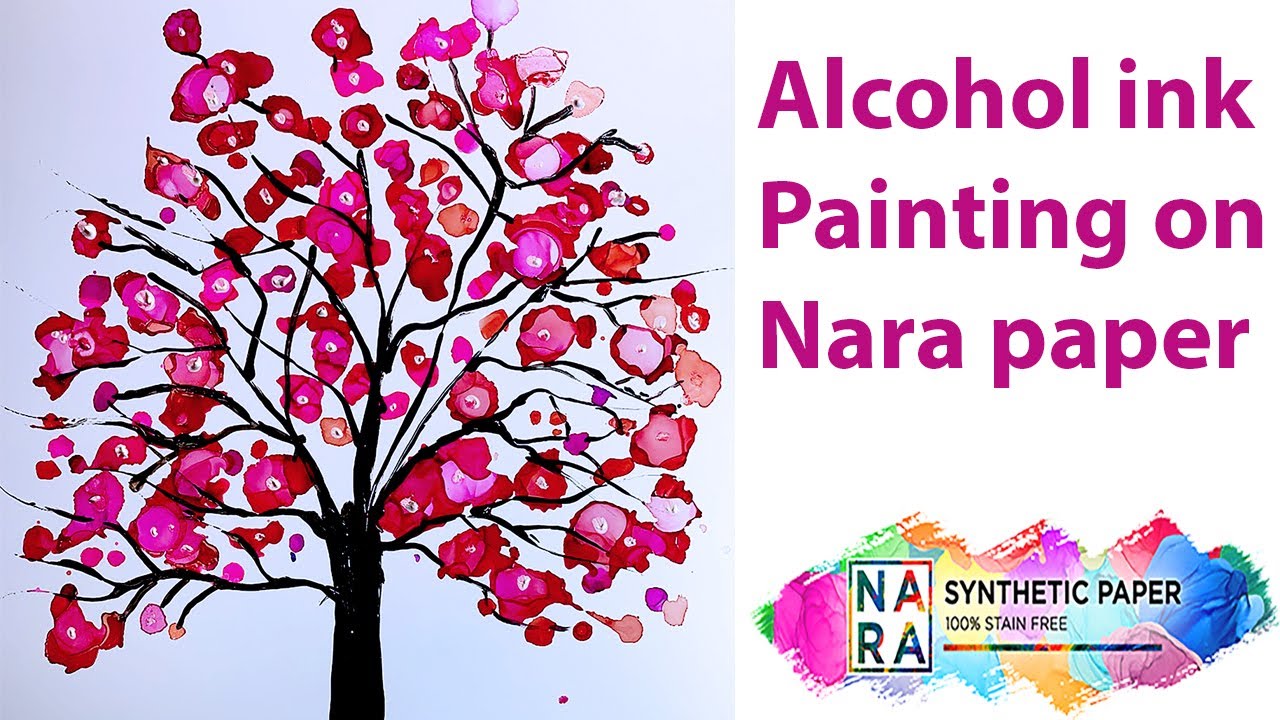 alcohol ink flowers without airbrush on Nara paper