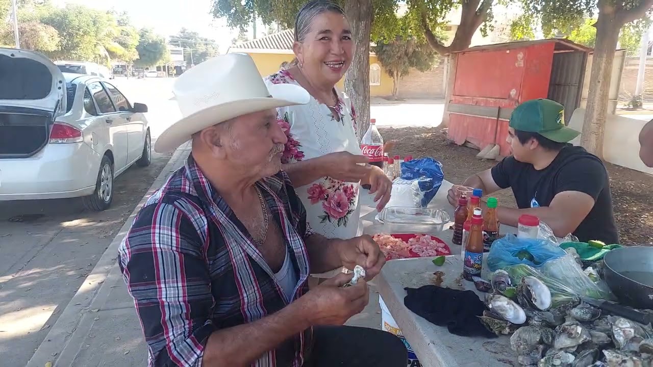 Y nos venimos con el gato parado a degustar unos ricos ostiones