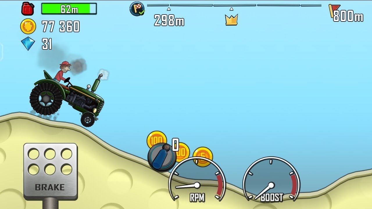 Hill Climb Racing Geme || New Swaraj Tractor High Jumping || 5000 Coin || 🚜🚜