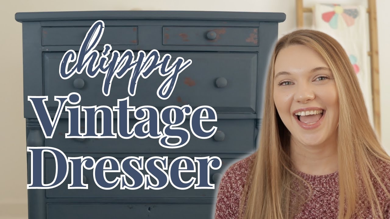 VINTAGE DRESSER FURNITURE FLIP | With Chippy Milk Paint and Black Oil Wax