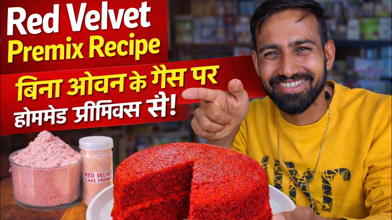  Red Velvet Cake Premix recipe घर पर | बिना ओवन गैस पर बनाएं homemade cake red velvet cake