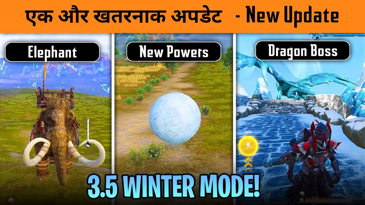 🔥BGMI 3.5 New Update Winter mode is Here ! New Dragon Boss, Elephant and New Ice Powers in BGMI