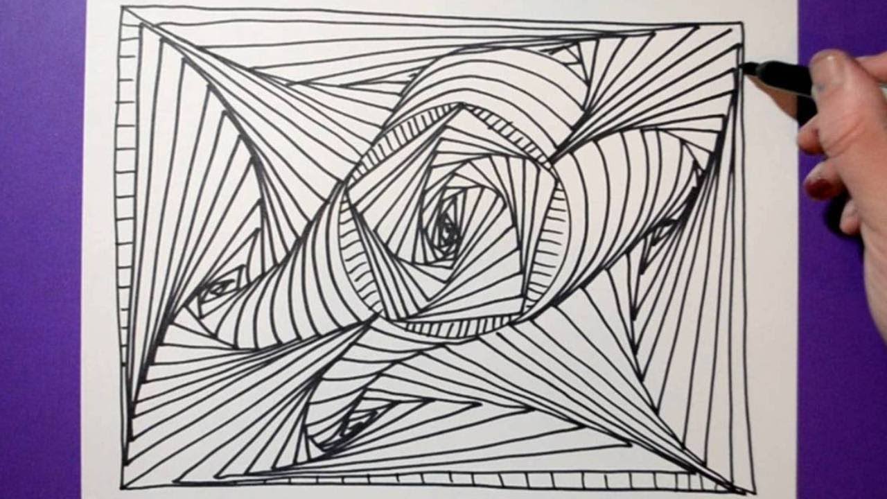 Easy Abstract Drawing - Satisfying and Relaxing / Doodle Pattern 32