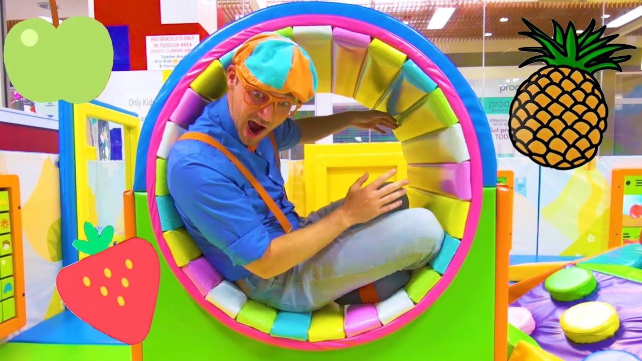 Blippi Visits The Indoor Playground Funtastic Playtorium | Learning Fruits Colors & More With Blippi