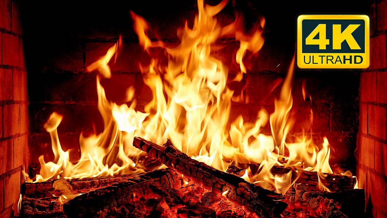 🔥 Cozy Fireplace 4K (12 HOURS). Fireplace with Crackling Fire Sounds. Crackling Fireplace 4K
