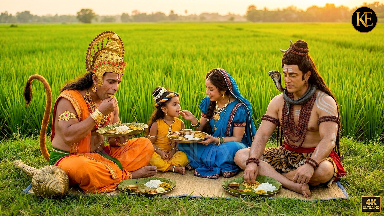 जब खेत में बाल कान्हा और मैया संग बैठे शिव जी और हनुमान जी भोजन करने || YMKN || Shree Krishan leela