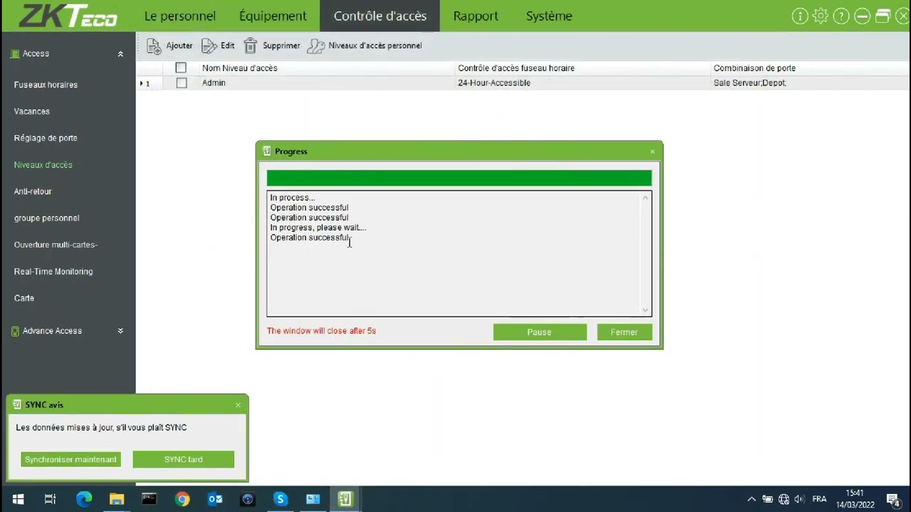 Installation & Paramétrage ZK Access 3.5 - Niveaux D'accès