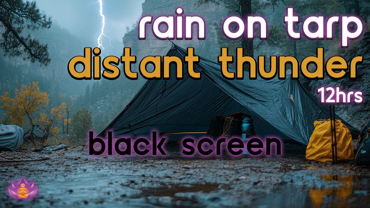 [Black Screen] Sleeping Under a Tarp | Gentle Rain on Tarp + Distant Thunder | Rain Sounds for Sleep