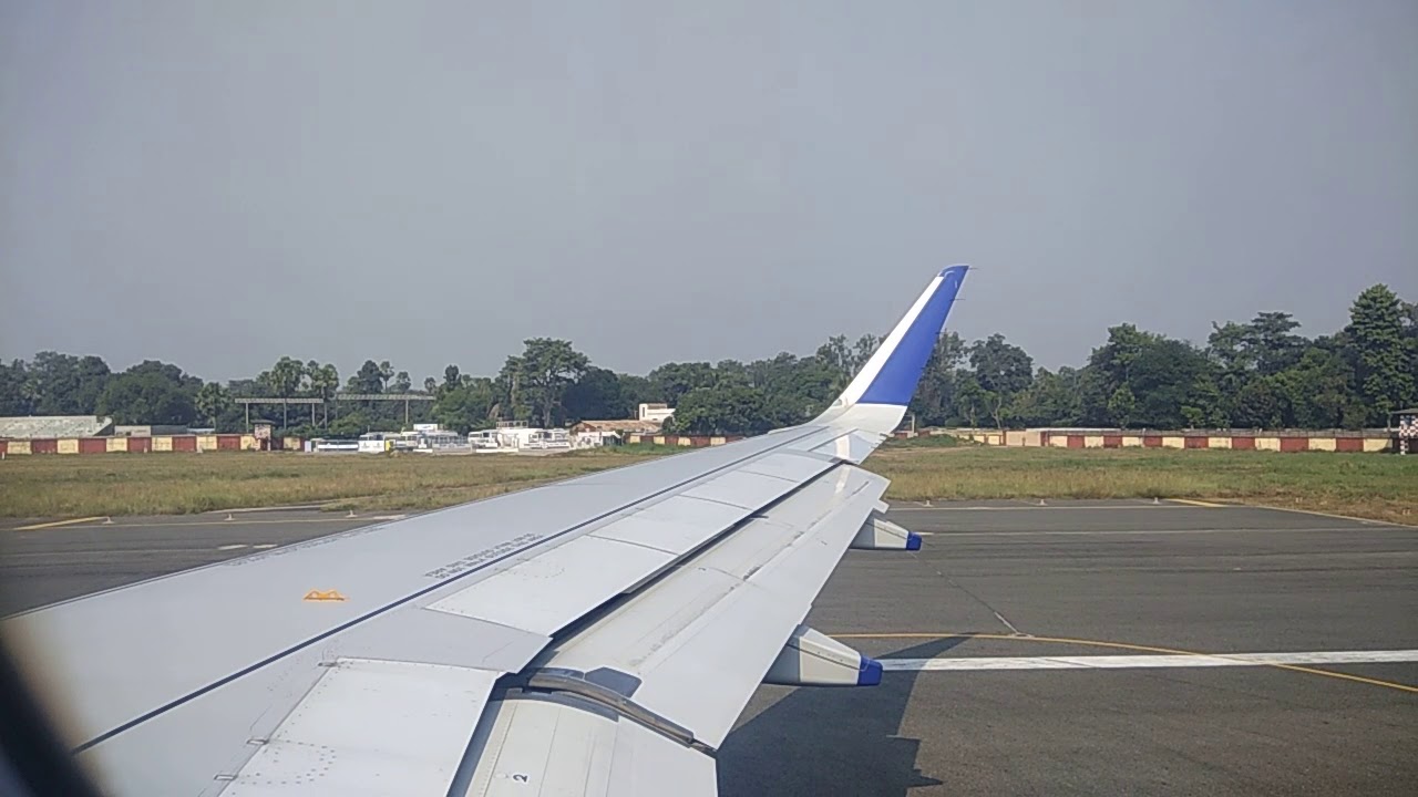 Patna airport indigo flight takeoff