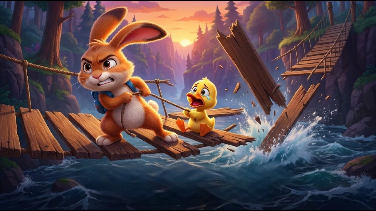 Lost in the Dark Forest! 🐰🐥 | Cute Bunny & Duckling Adventure | Kids Cartoon Story