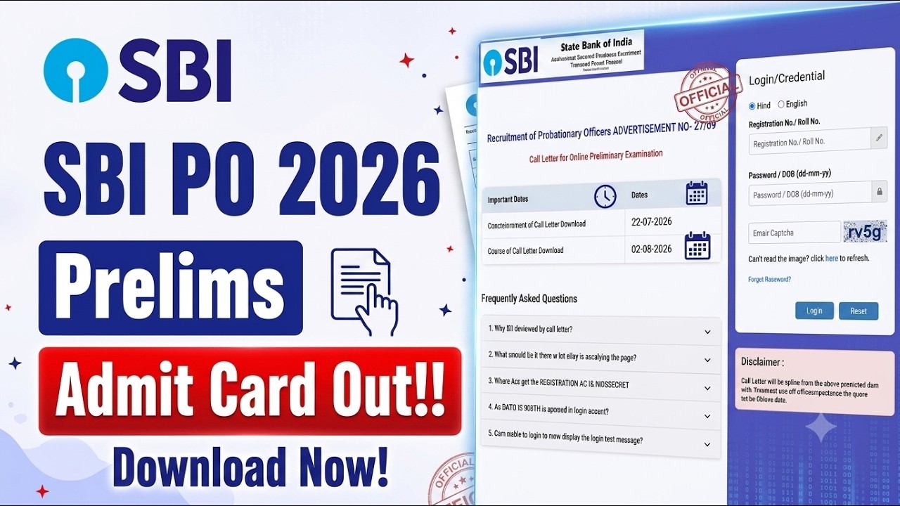 SBI PO Admit Card 2026 Out! How to Download SBI PO Prelims Call Letter Step-by-Step Quick Video