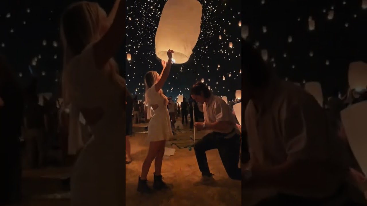 This is so magical. 😍 #tangled #lanterns #proposal