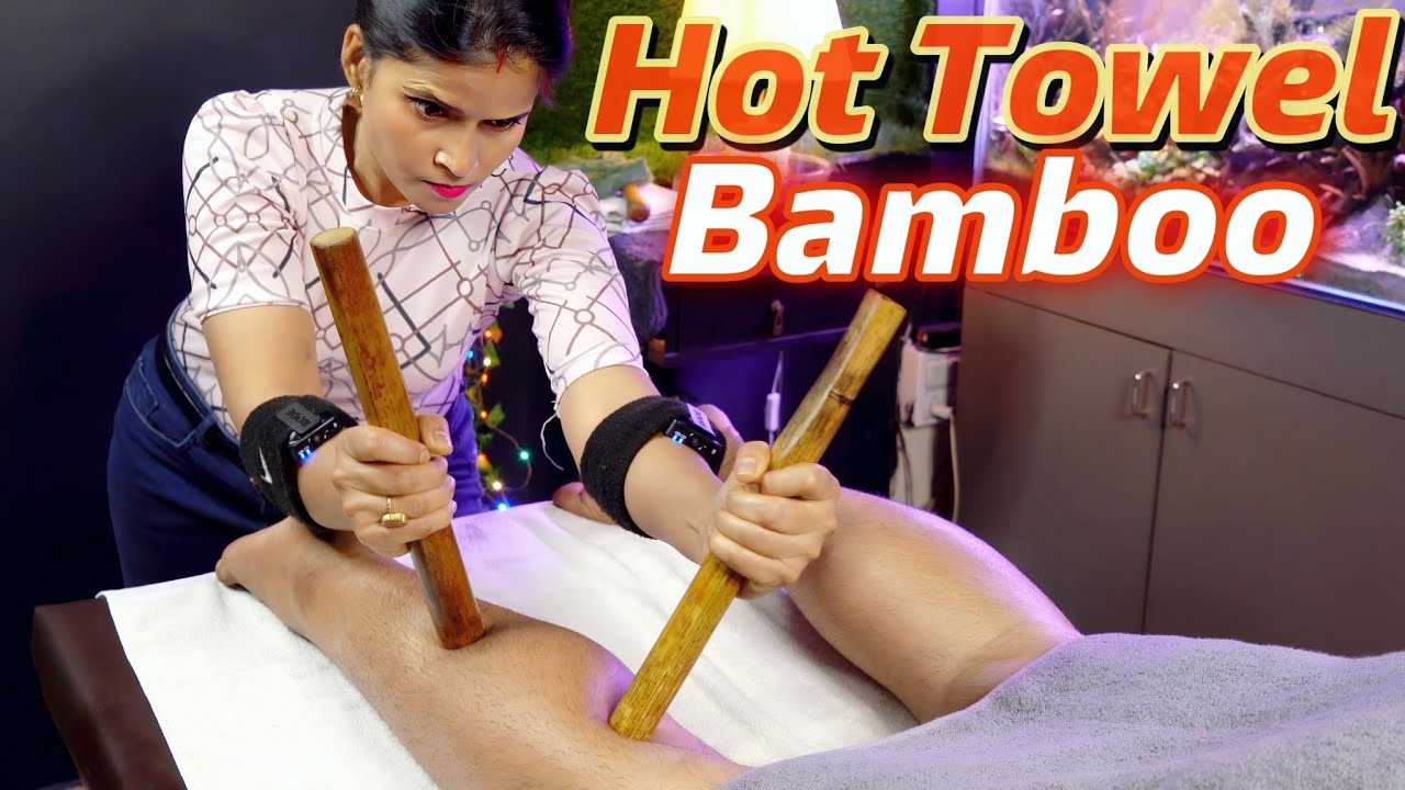 Hot Towel Bath💈How To Reduce Tissues Pain💈Thai Bamboo Sleep therapy With Cosmic Lady ASMR