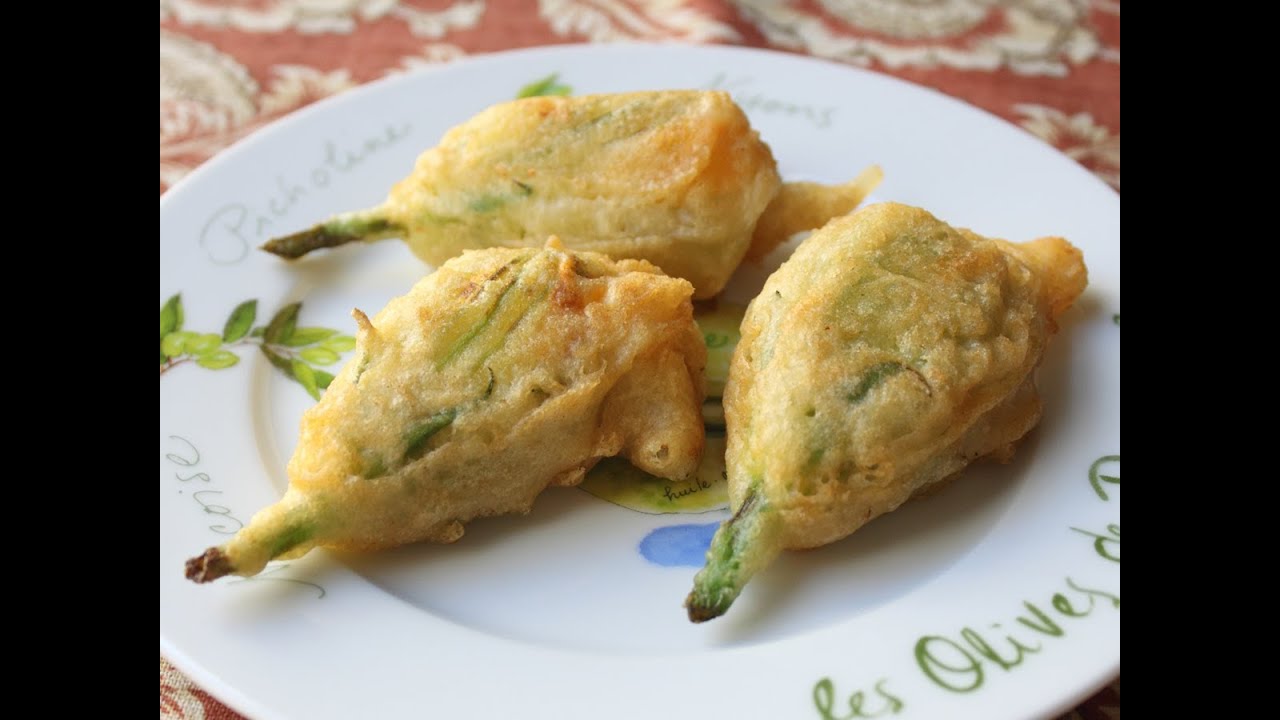 Fried Stuffed Squash Blossoms - Squash Flowers Stuffed with Goat Cheese