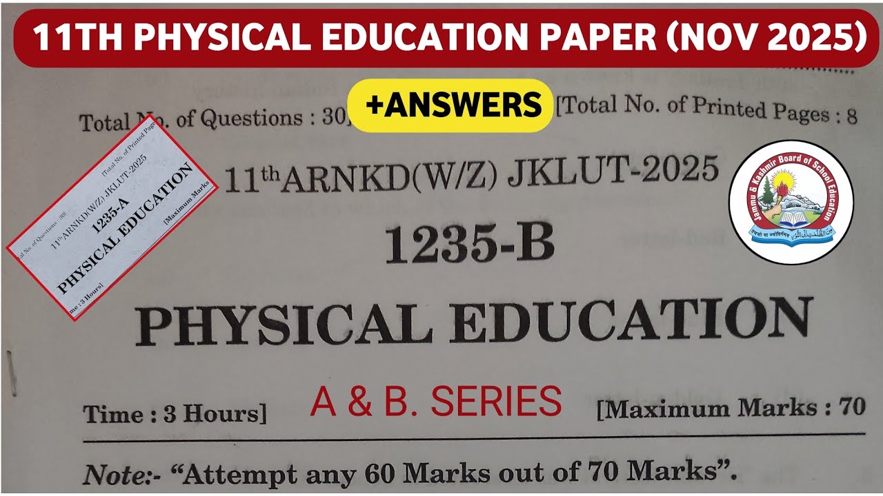 jkbose 11th todays physical education paper 😱 | jkbose class 11th physical education paper 2025