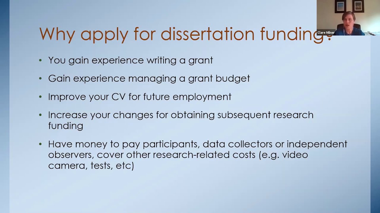 PHD STUDENT SKILLS DEVELOPMENT WORKSHOP: FUNDING YOUR DISSERTATION