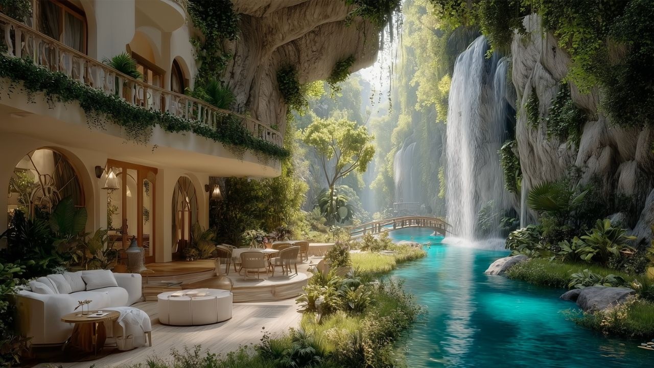 Hidden Canyon Waterfall 💧 Birdsong + Nature White Noise for Study & Relax