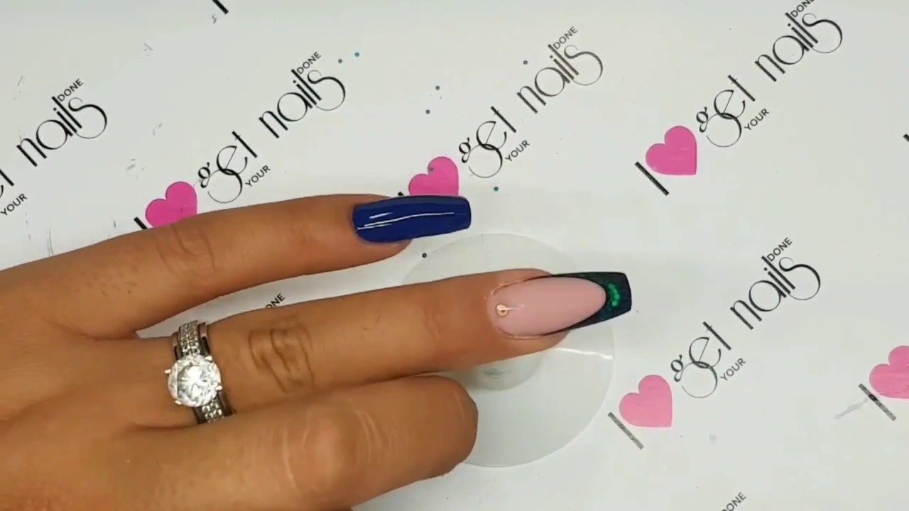 Colour Gel Navy Blue & Mermaid Glitter Nail Art Get Nails